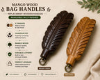 Handcrafted Mango Wood Bag Handles | Replacement O-Ring Bag Accessories (Handle only)