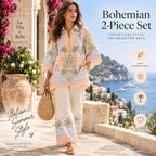 Women’s Boho Co Ord Set, Printed Shirt and Wide Leg Pants, 2 Piece Outfit, Vacation Outfit, Resort Wear, Matching Set, Summer Style