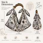 Scarf Tote Bag,  Silk Purse, Handcrafted Mango Wood Fish Handle,Black & White  Resort Bag