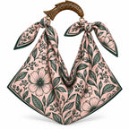Scarf Tote Bag,  Silk Purse, Handcrafted Mango Wood Fish Handle, Resort Bag