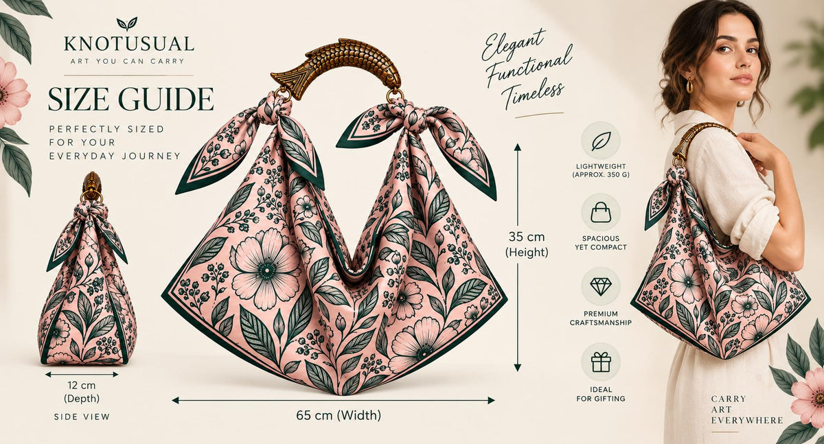 Scarf Tote Bag,  Silk Purse, Handcrafted Mango Wood Fish Handle, Resort Bag