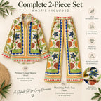 Women’s Boho Co Ord Set, Printed Shirt and Wide Leg Pants, 2 Piece Outfit, Vacation Outfit, Resort Wear, Matching Set, Summer Style