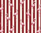 Pink Flamingo Bamboo Handle Tote Bag, Red Striped Beach Purse, Resortwear Gift