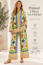 Women’s Boho Co Ord Set, Printed Shirt and Wide Leg Pants, 2 Piece Outfit, Vacation Outfit, Resort Wear, Matching Set, Summer Style